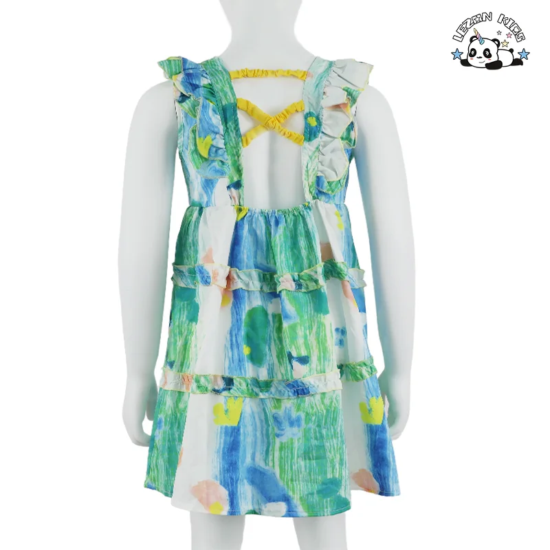 LEZONKIDS - Flower Girls' Dresses Beach Sea Holiday Wear Casual Girls Clothing Cotton Sweet Cute Kids Dresses for Girls